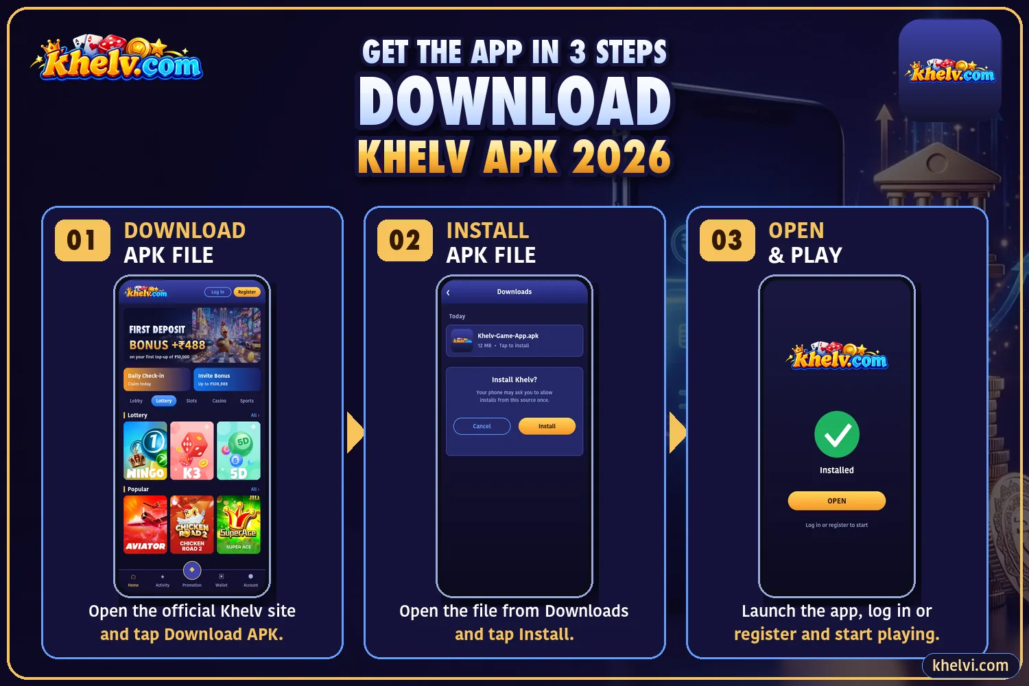 Khelv app download in 3 steps